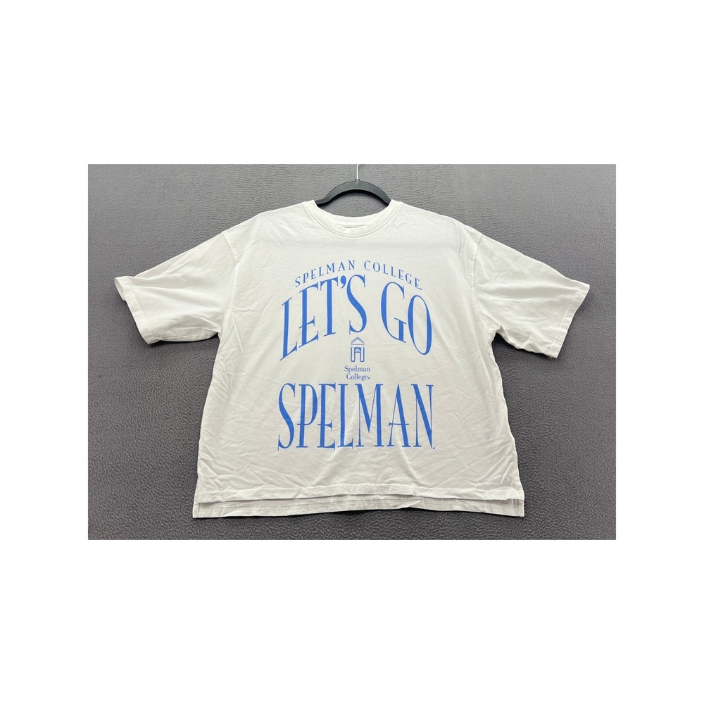Spelman College Lets Go Spelman Graphic T-Shirt Womens M White Blue HBCU